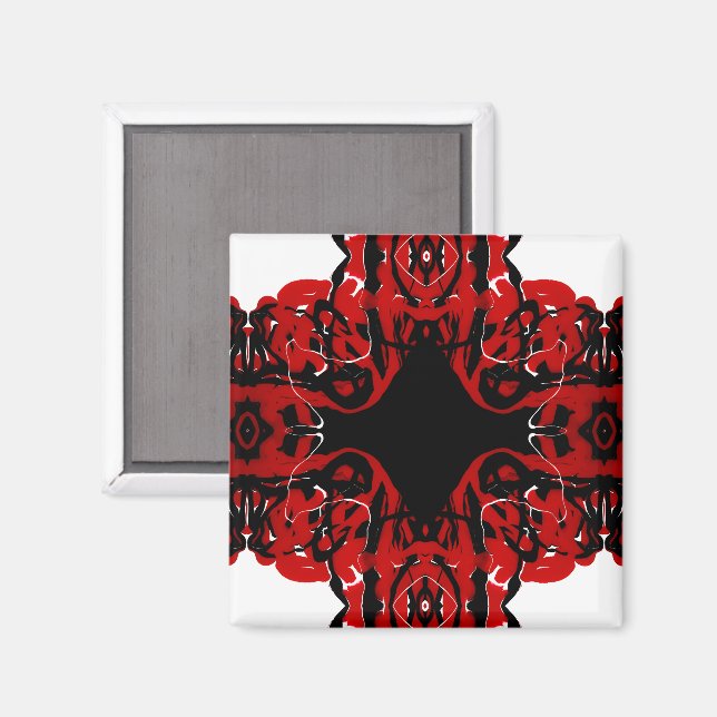 Evig röd abstrakt akrylfärg gjuten fluid konst magnet (Front/Back)