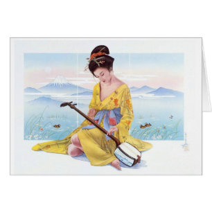 EVIG SKÖNHET, JAPANSK GEISHA HÄLSNINGSKORT