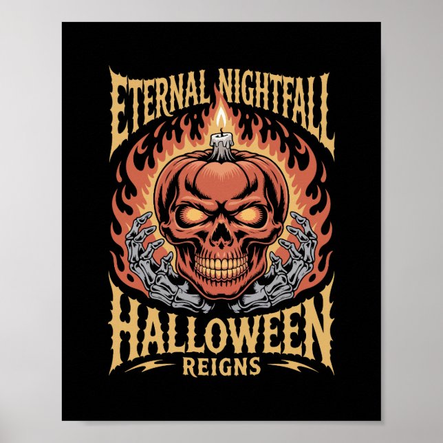 Evig Skymning Halloween Dödskalle Pumpa Poster (Framsidan)