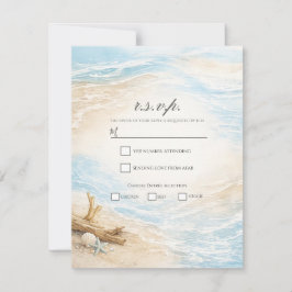 Evig Tidvatten Kust Akvarell Strand RSVP Inbjudningar