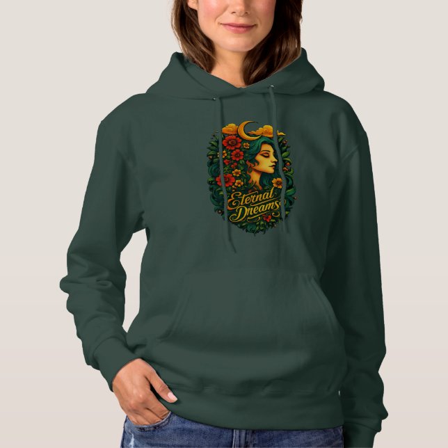 Eviga Drömmar Månens Gudinnlig Blommig Konst T Shirt (Framsida)