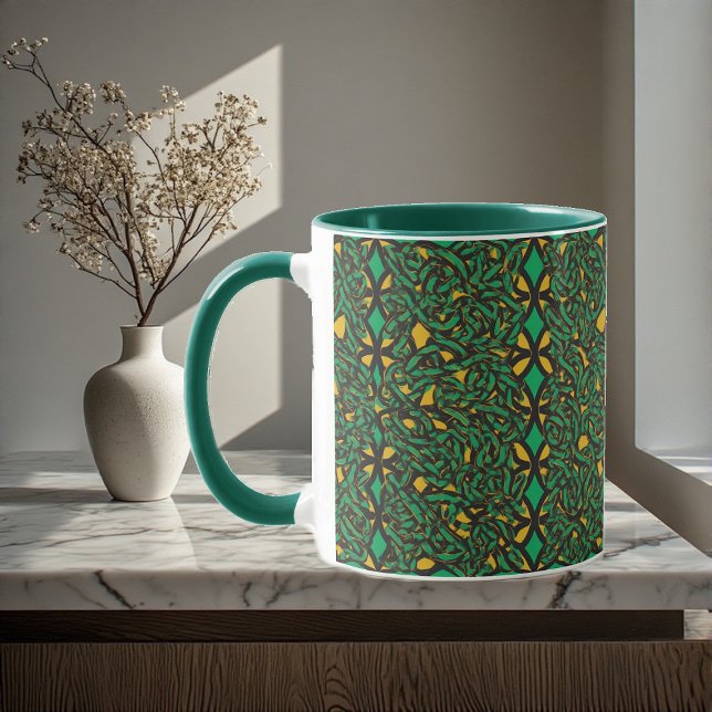 Eviga Knutar Keltisk Arv Abstrakt Konst Irlandskt  Mugg (Eternal Knots Celtic Heritage Abstract Art Irish Mug)