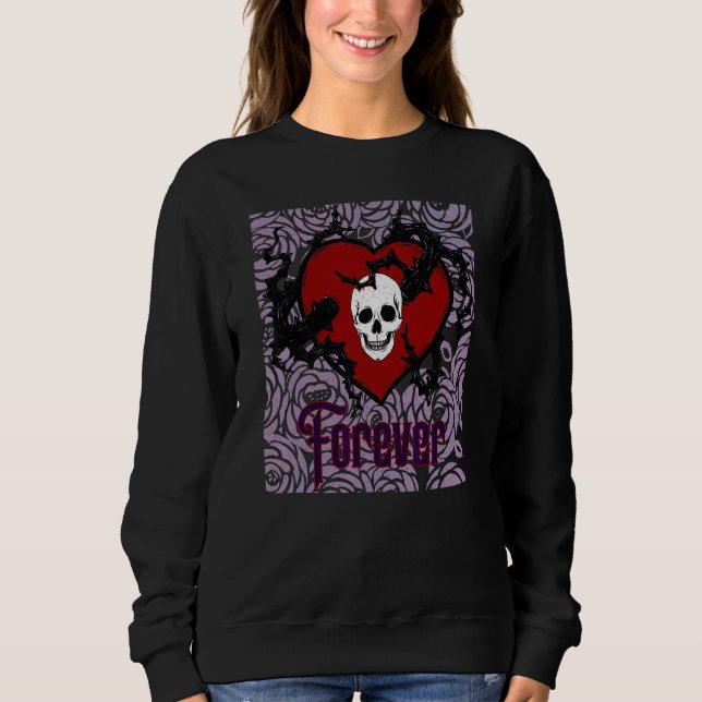 Evigt gotiskt hjärta med rosor för gothare t shirt (Framsida)