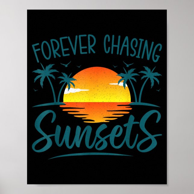 Evigt jaga solnedgång solsken sommar strand poster (Framsidan)