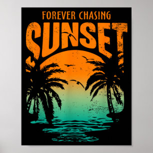 Evigt jaga solnedgång träning sommar casual poster