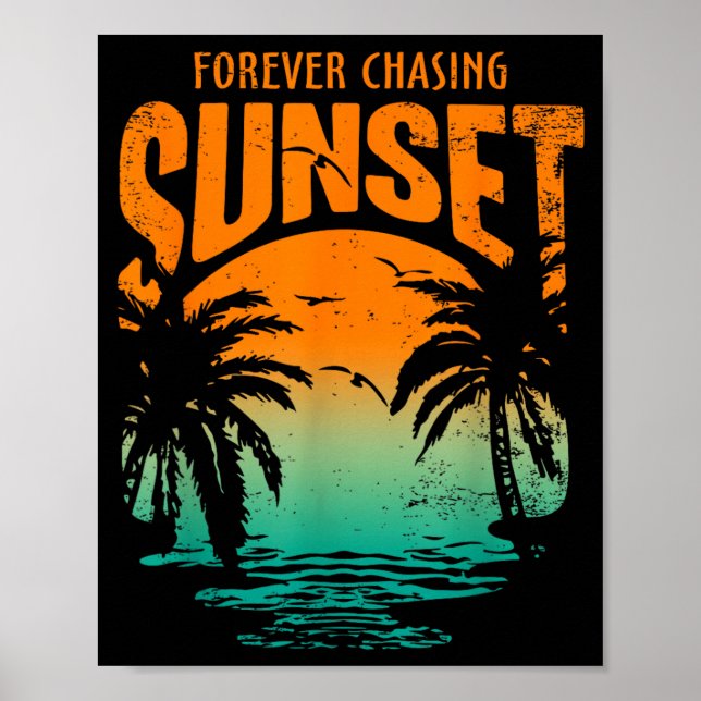 Evigt jaga solnedgång träning sommar casual poster (Framsidan)