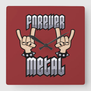 Evigt Metal Heavy Metal Djävulshorn Handtecken Fyrkantig Klocka