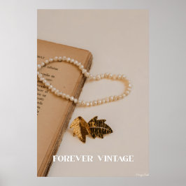 Evigt Vintage: Pärlor, Gyllene blad & Gammalt bok Poster