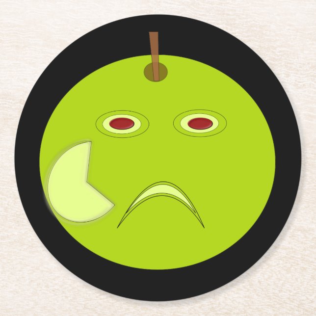 Evil Apple med Scar Halloween Papper Underlägg (Framsidan)