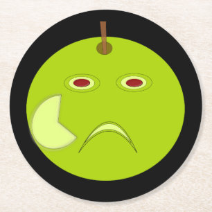 Evil Apple med Scar Halloween Papper Underlägg Rund