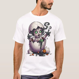 Evil Baby Witch Cracked Egg Halloween Tee