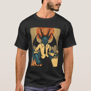 Evil Baphomet Goat Djävulen Demon God med Vingar M T Shirt