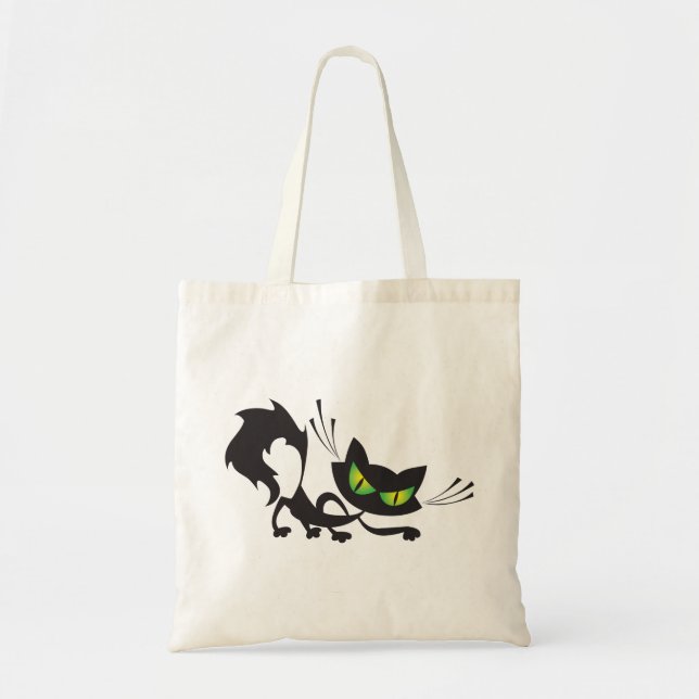 Evil Black Cat Bus eller godis Halloween Bags Tygkasse (Framsidan)
