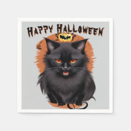 Evil Black Cat Halloween Pappersservett