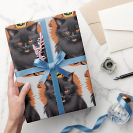 Evil Black Cat Halloween Wrapping Papper Presentpapper