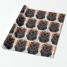 Evil Black Cat Halloween Wrapping Papper Presentpapper