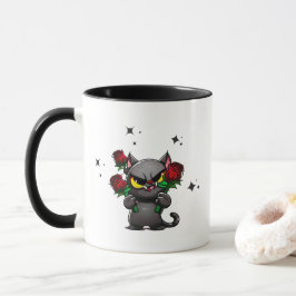 Evil Black Cat Holding Ro Coola Mörk Stars Mugg