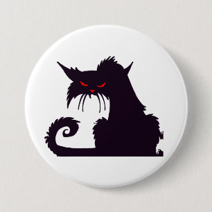 Evil Black Cat Silhouette med Red Ögon Knapp