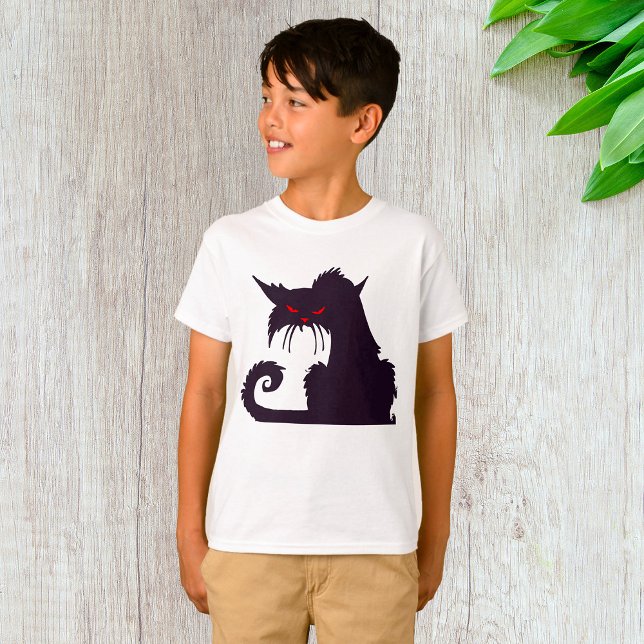 Evil Black Cat Silhouette med Red Ögon T Shirt (Skapare uppladdad)
