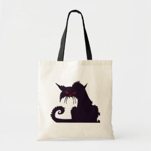 Evil Black Cat Silhouette med Red Ögon Tygkasse