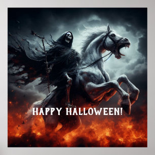 Evil Blek Horse and Death Halloween Poster