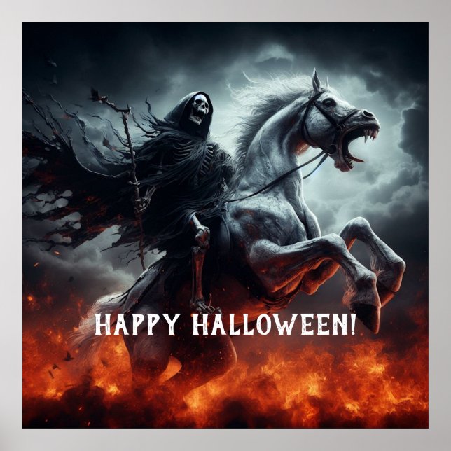 Evil Blek Horse and Death Halloween Poster (Framsidan)
