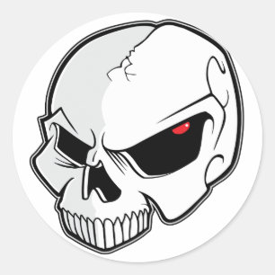 Evil Blood Red Eyebullull Skull Runt Klistermärke