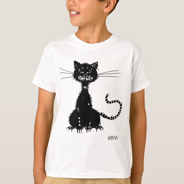 Evil Cat Grunge Kids T-shirt (Framsida)