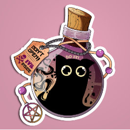Evil Cat Spirit som fångats i Flaska - Cute Spooky Klistermärken