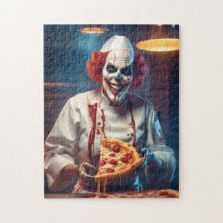 Evil Chef Clown Smälter Pizza Scary Skeleton Gift Pussel