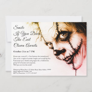Evil Clown Halloween-inbjudan - Sinister Smile Inbjudningar