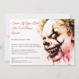 Evil Clown Halloween-inbjudan - Sinister Smile Inbjudningar