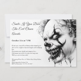Evil Clown Halloween-inbjudan - Sinister Smile Inbjudningar
