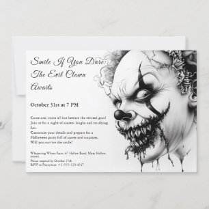 Evil Clown Halloween-inbjudan - Sinister Smile Inbjudningar