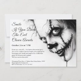 Evil Clown Halloween-inbjudan - Sinister Smile Inbjudningar
