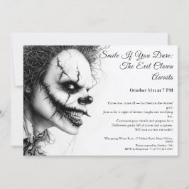 Evil Clown Halloween-inbjudan - Sinister Smile Inbjudningar