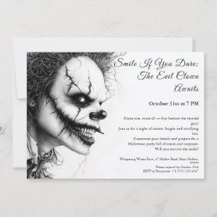 Evil Clown Halloween-inbjudan - Sinister Smile Inbjudningar