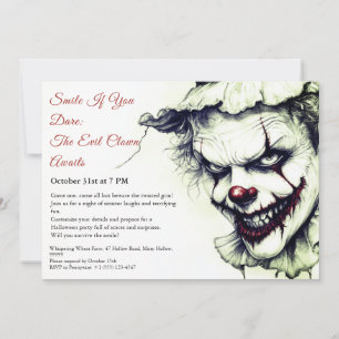 Evil Clown Halloween-inbjudan - Sinister Smile Inbjudningar