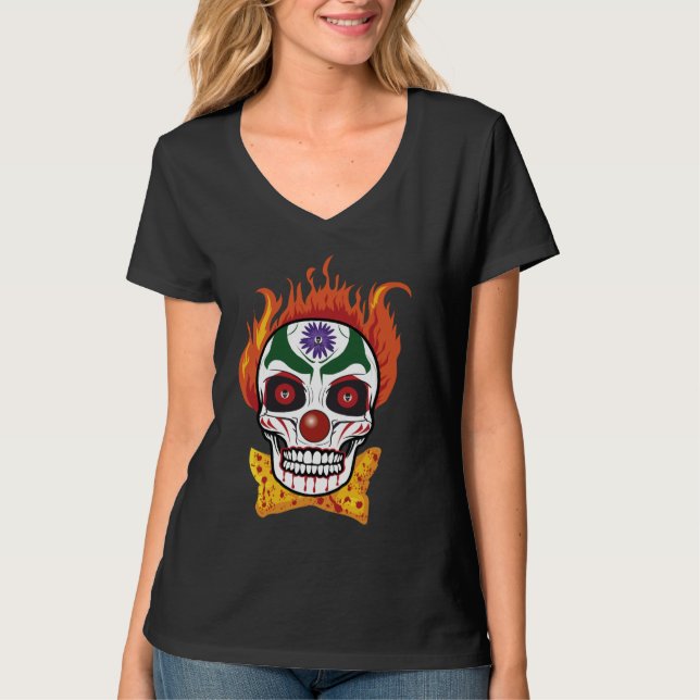 Evil Clown Skull Demon T-shirt Top Gift Idea (Framsida)