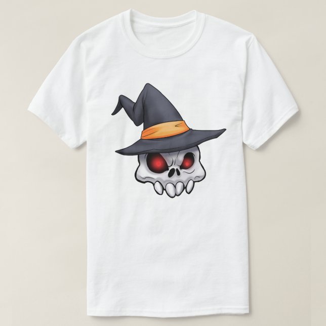 Evil Creepy Halloween Skull Witch T Shirt (Design framsida)