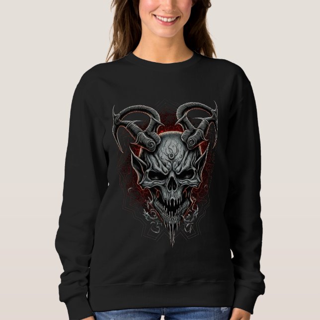 Evil Death Skeleton  Gothic Demon Heavy Metal T Shirt (Framsida)