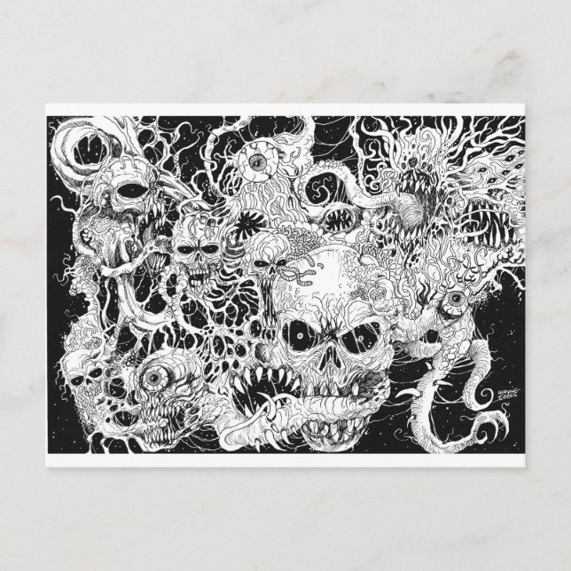 Evil Death Spawn Illustration Vykort (Framsida)