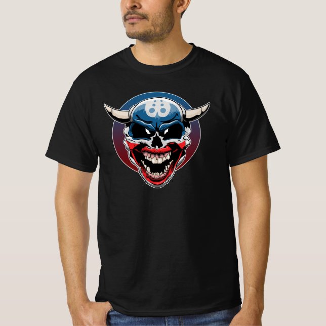 Evil Demon Clown Skull T Shirt (Framsida)