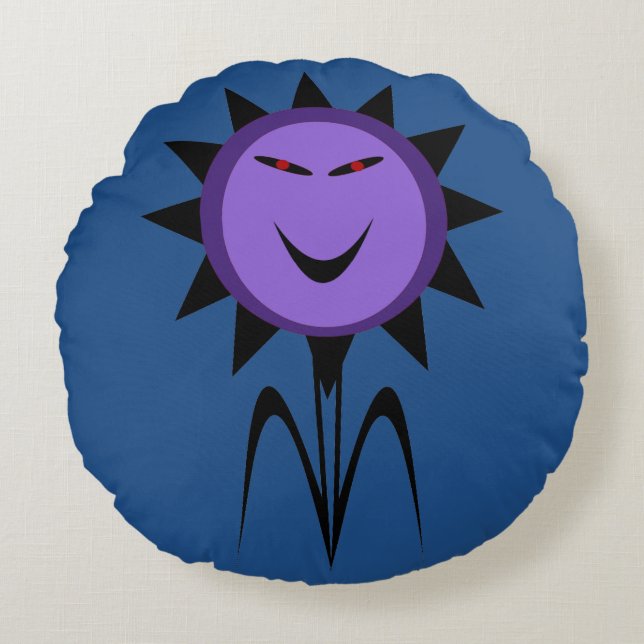 Evil Flower Kawaii Gioth Halloween Pillow Rund Kudde (Framsidan)