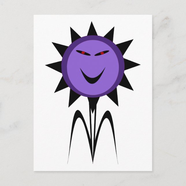 Evil Flower Kawaii Goth Halloween Postcard Vykort (Framsida)