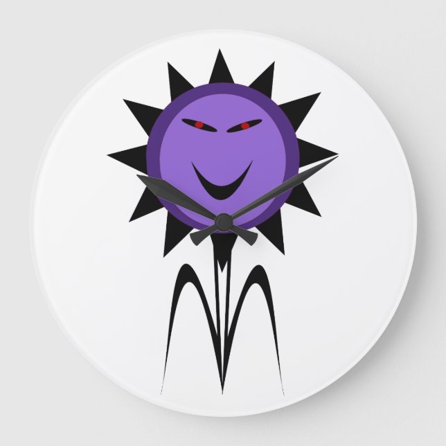 Evil Flower Kawaii Goth Halloween Wall Clock Stor Klocka (Framsida)