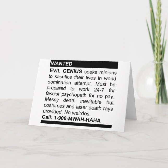 Evil Genius Ad Kort (Framsida)