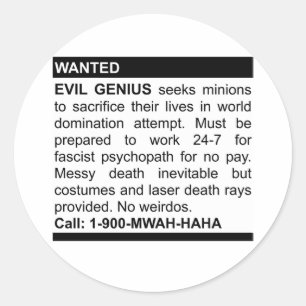Evil Genius Ad Runt Klistermärke
