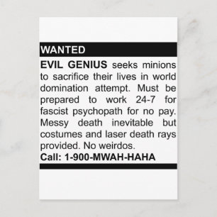 Evil Genius Ad Vykort