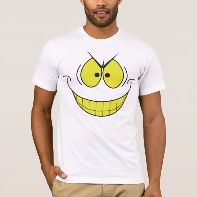 Evil Genius Big Smile Ansikte Tshirt Tee (Framsida)